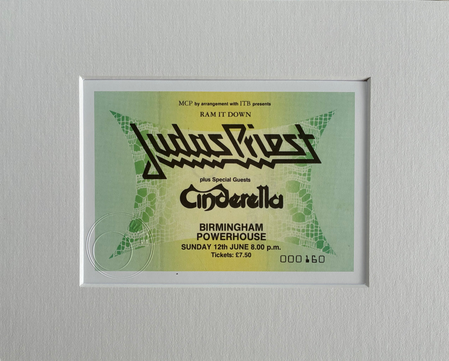 JUDAS PRIEST - 1988 Birmingham Powerhouse framed ticket giclee print