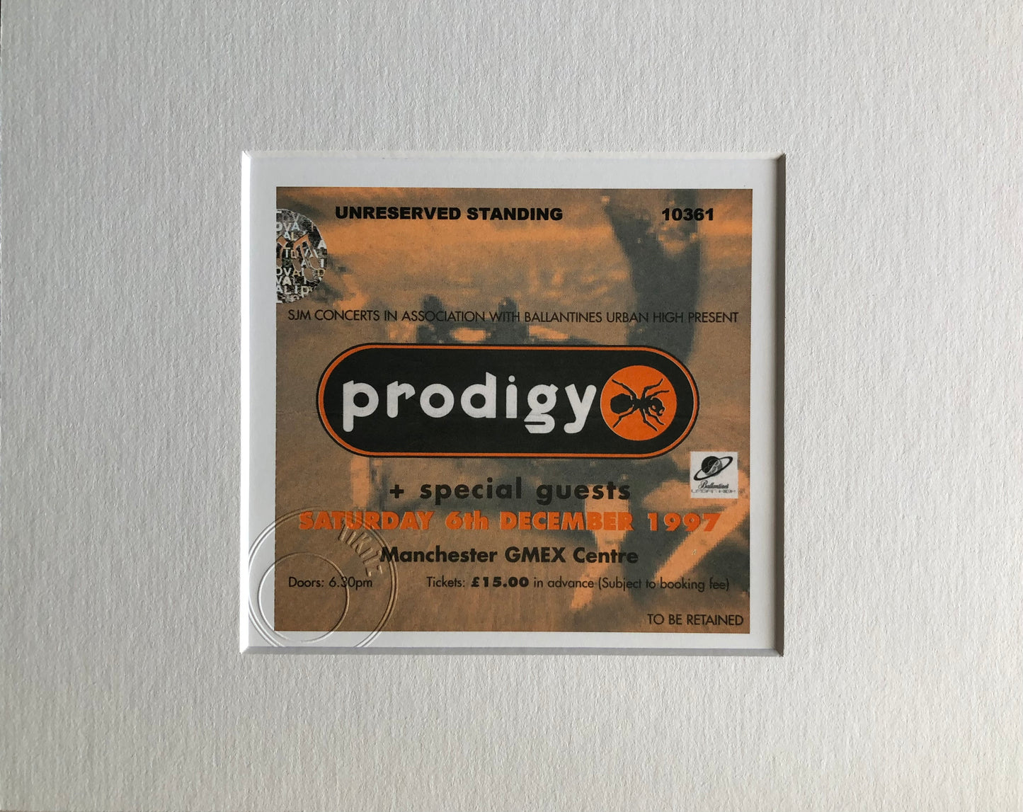 PRODIGY - 1997 Manchester GMEX Centre framed ticket giclee print