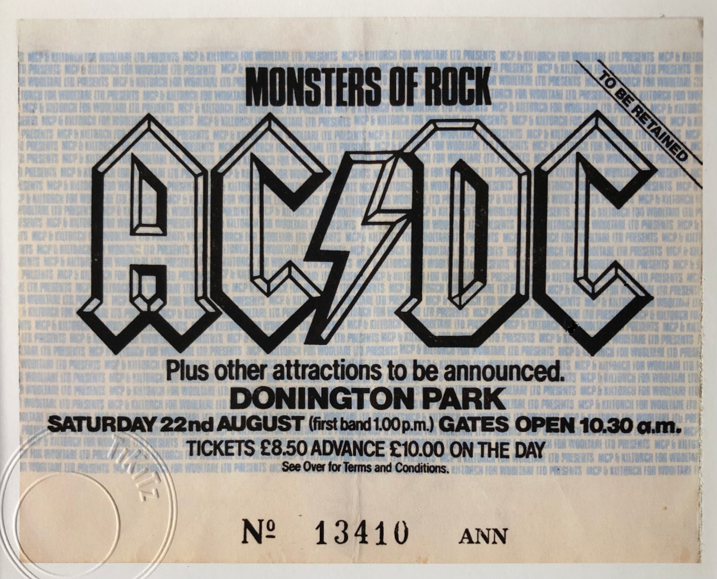 AC/DC- 22/8/1981 Monsters of Rock at Donington Park framed ticket giclee print