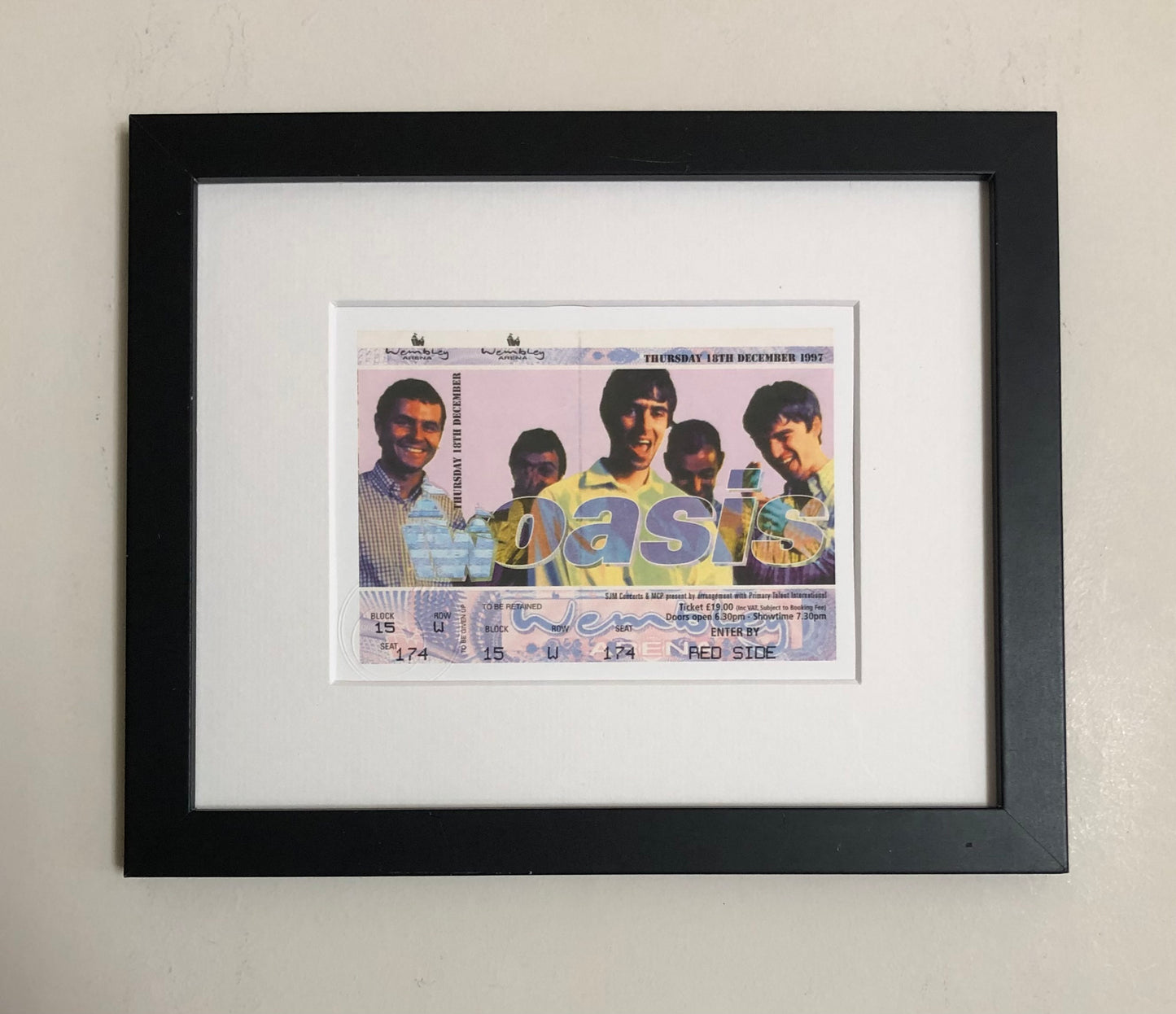 OASIS - 18/12/1997 Wembley Arena, London framed ticket giclee print