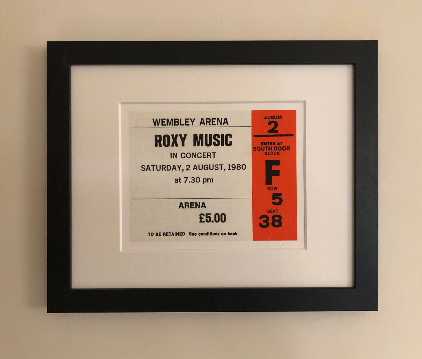 ROXY MUSIC - 1980 Wembley Arena , London framed ticket giclee print