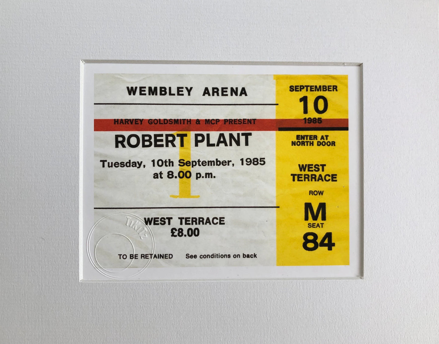 ROBERT PLANT - 1985 Wembley Arena , London framed ticket giclee print