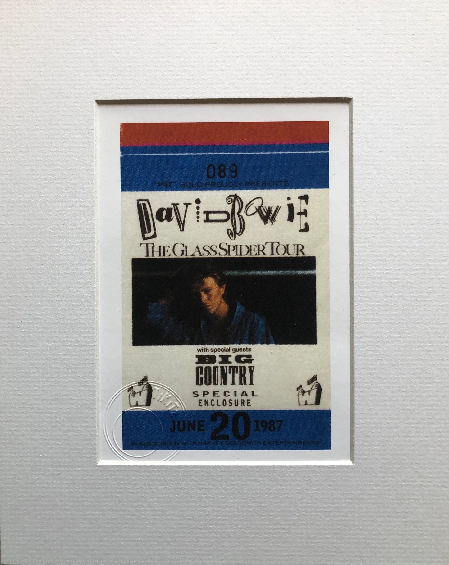 DAVID BOWIE - 1987 “Glass Spider tour” Wembley stadium framed ticket giclee print