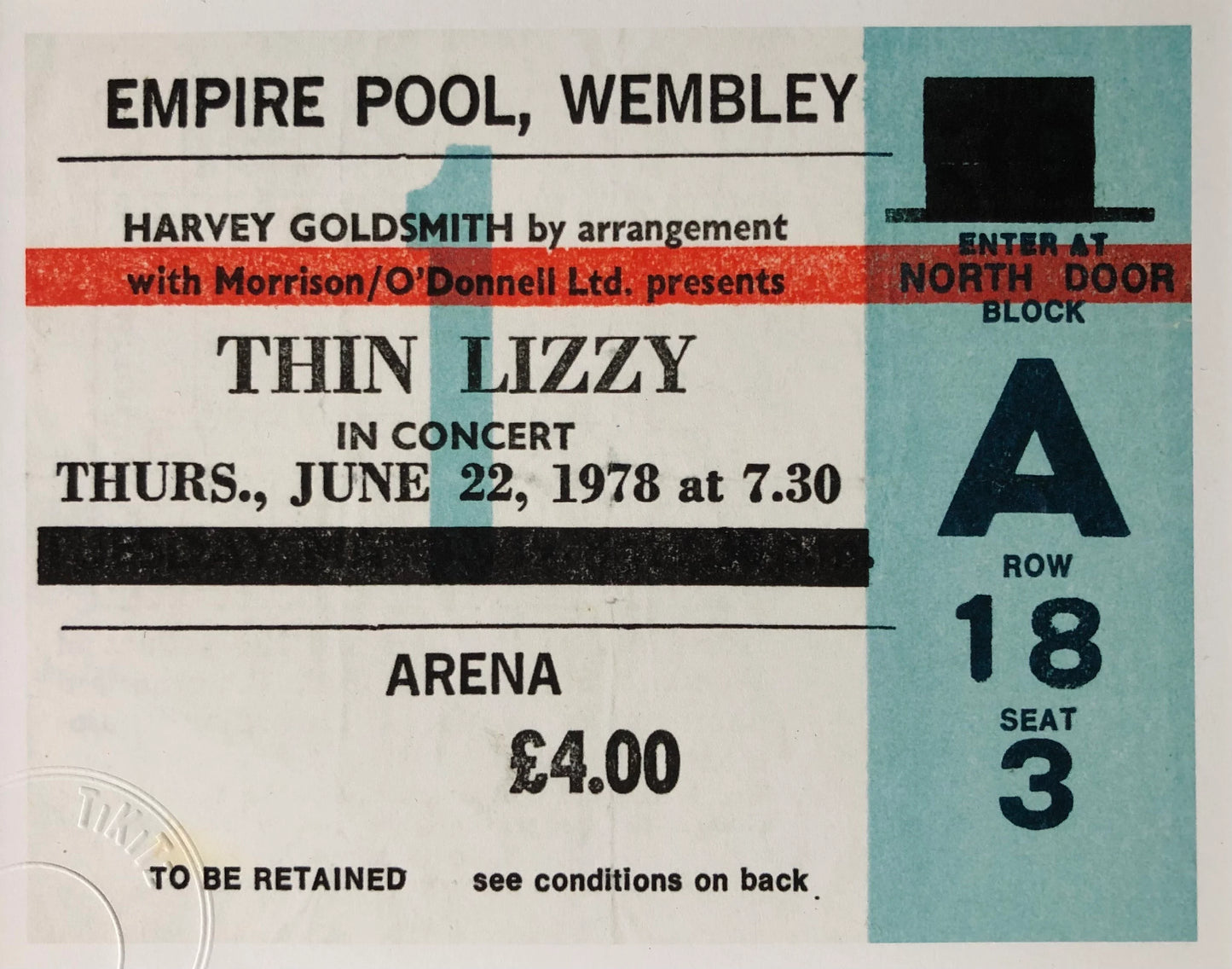 THIN LIZZY - 1978 Empire Pool , Wembley London framed ticket giclee print
