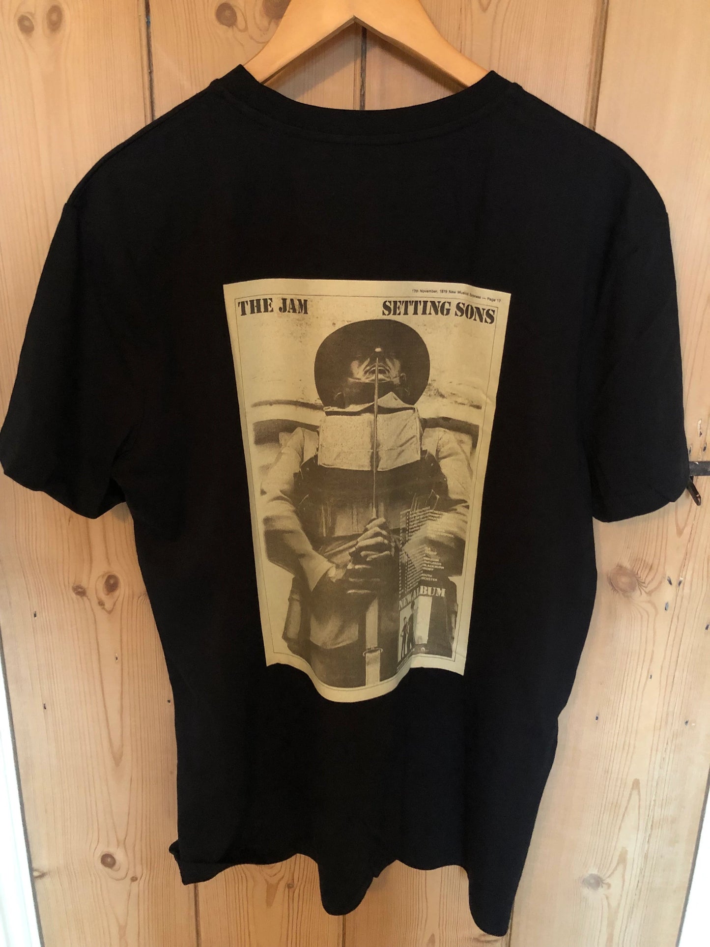 THE JAM - 1979 “ Setting Sons “ T Shirt . Featuring the tour advert and corresponding ticket.