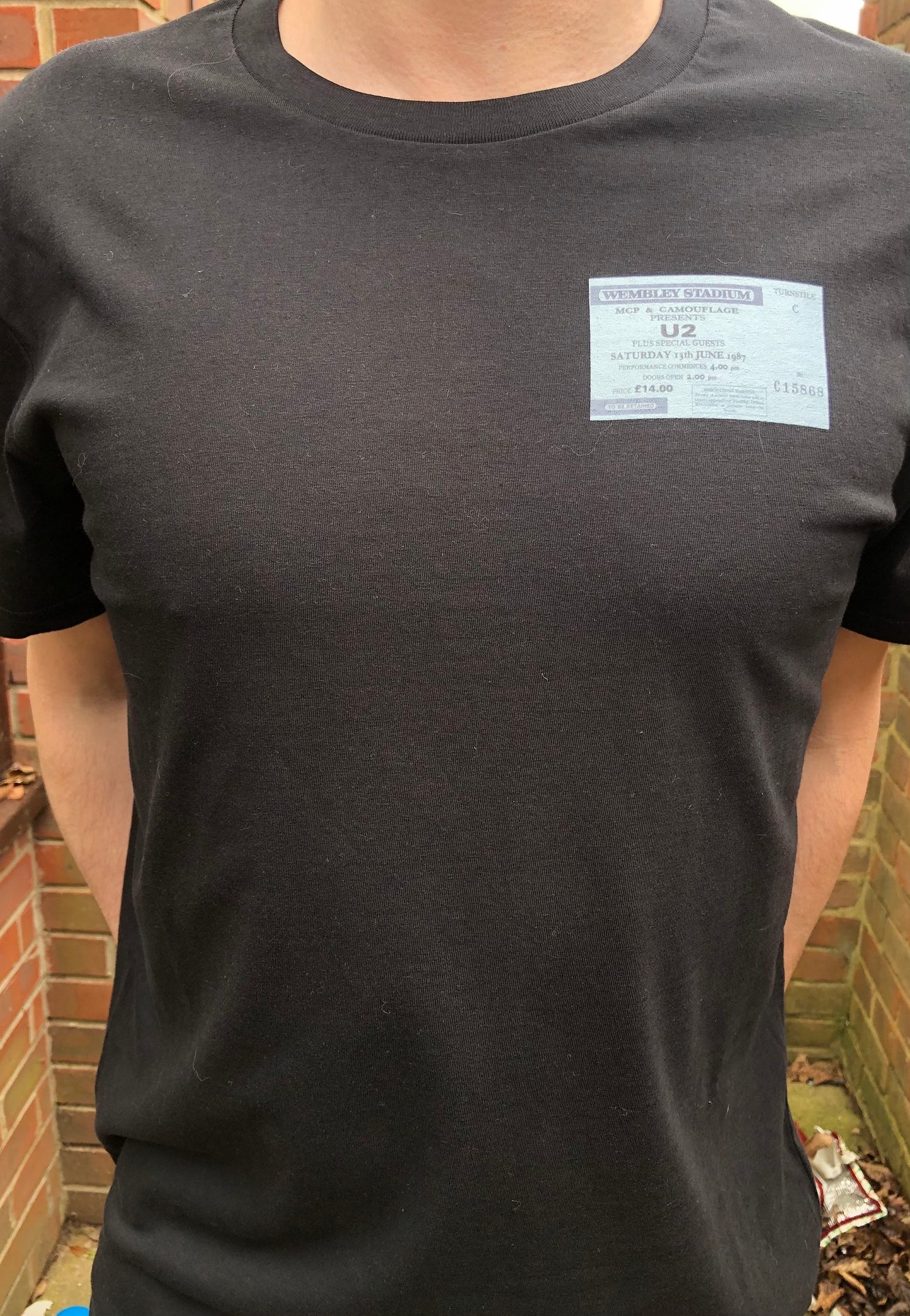 U2 - 1987 “ Joshua tree “ T Shirt . Featuring the tour advert and corresponding ticket.