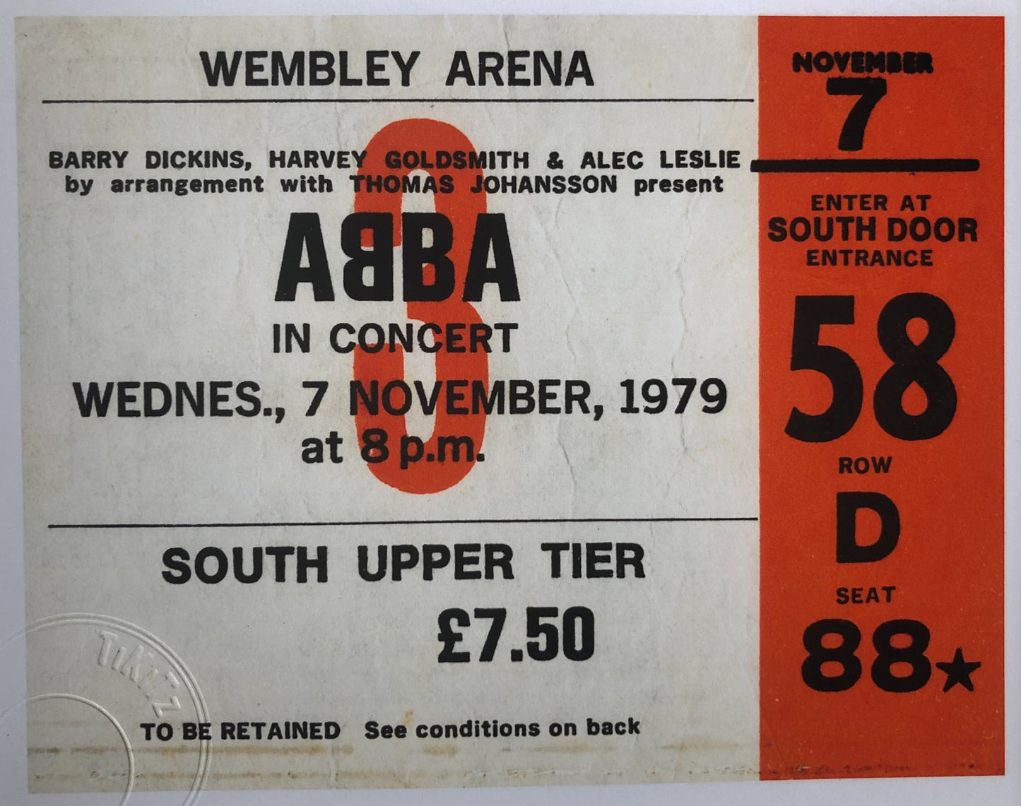 ABBA - 1979 Wembley Arena , London framed ticket giclee print
