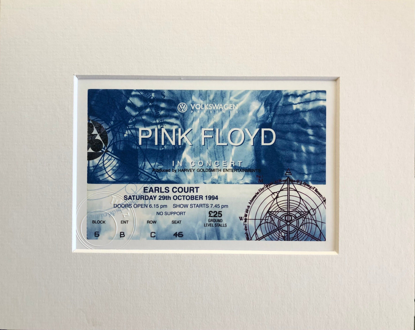 PINK FLOYD - 1994 Earls Court , London framed ticket giclee print