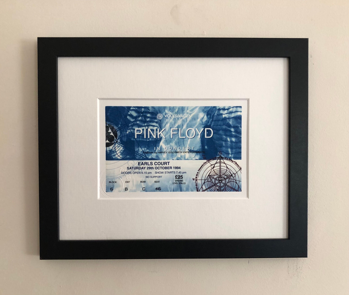 PINK FLOYD - 1994 Earls Court , London framed ticket giclee print