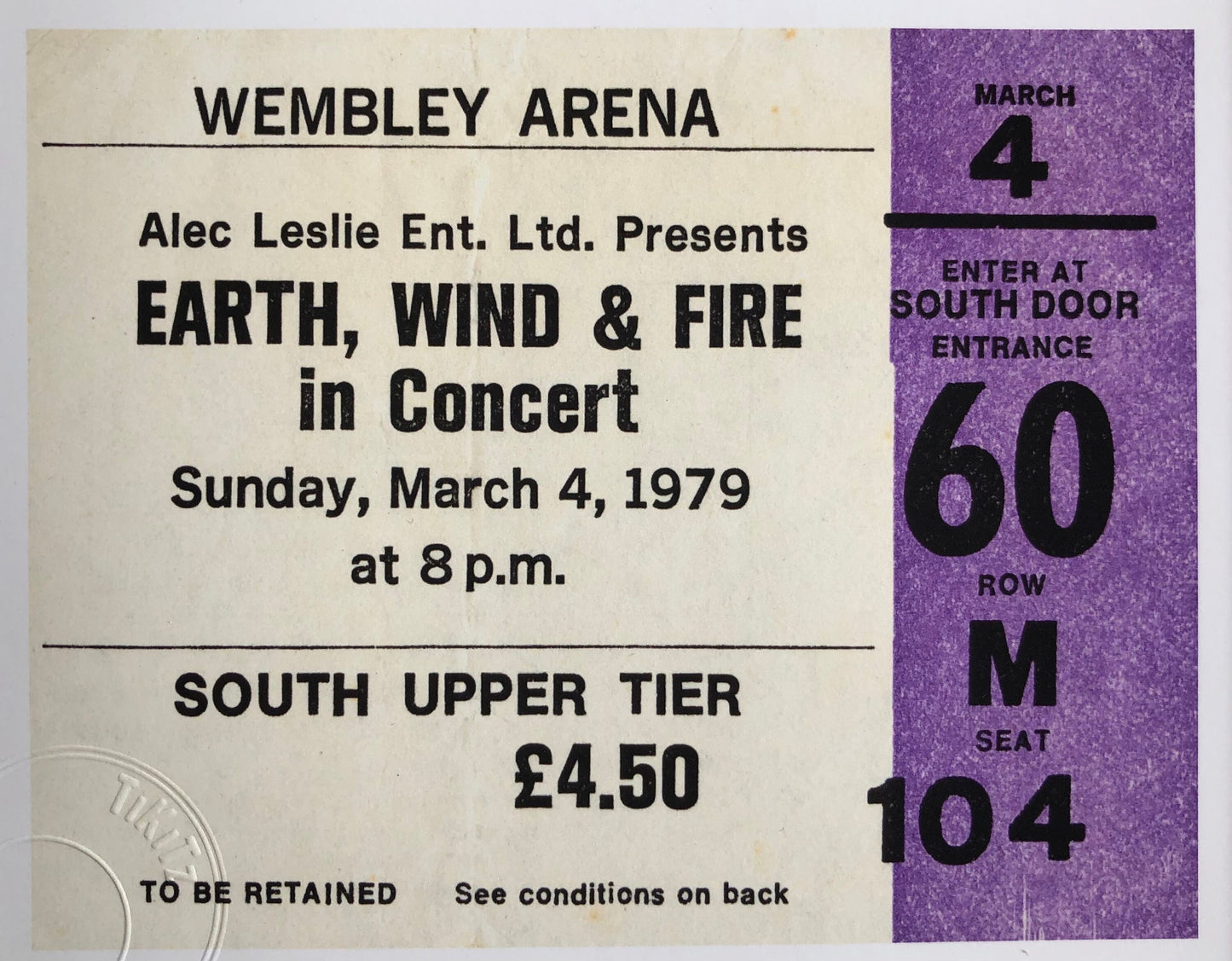 EARTH WIND and FIRE - 1979 Wembley Arena , London framed ticket giclee print