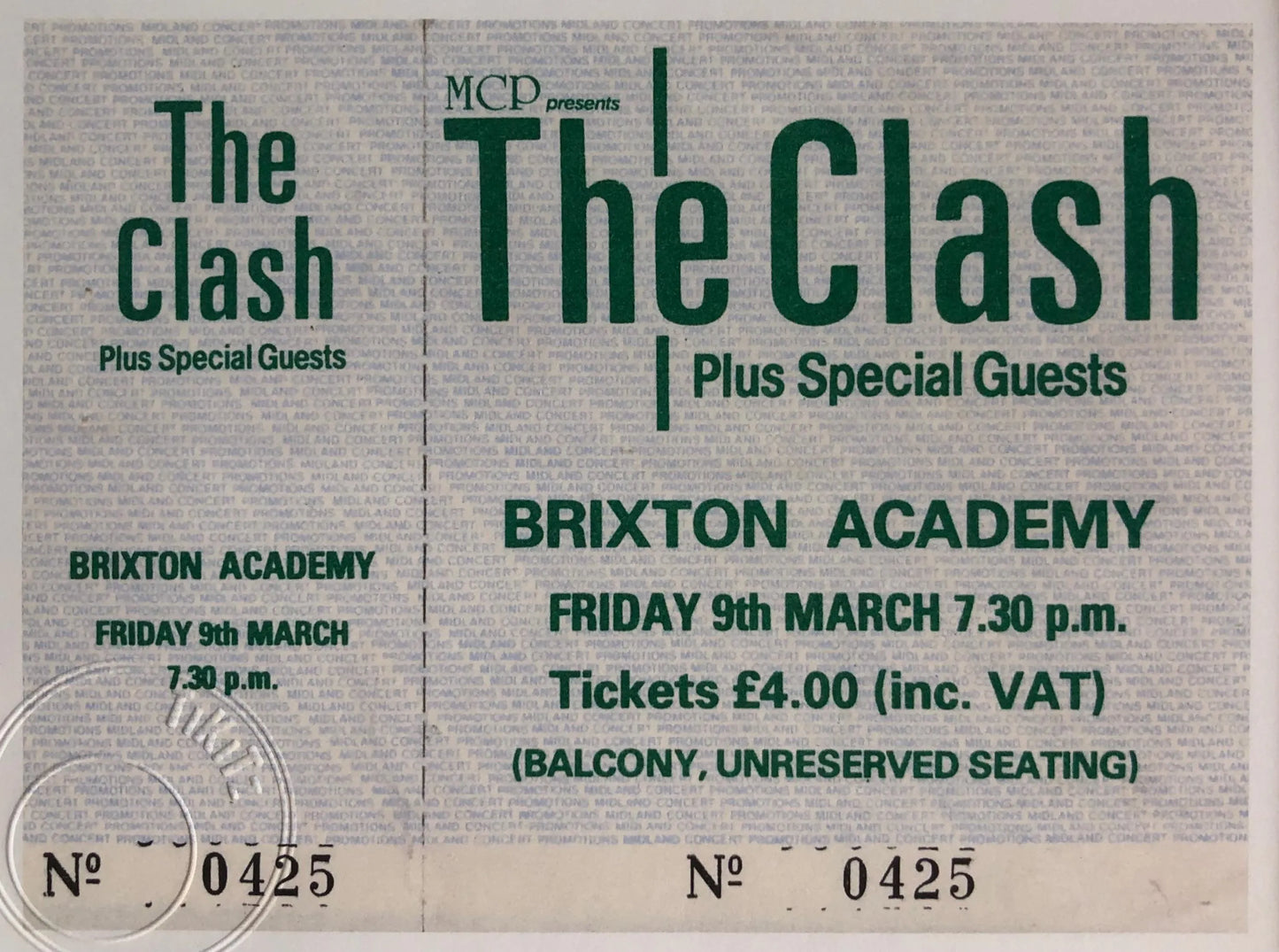 THE CLASH - 1984 Brixton Academy London framed ticket giclee print