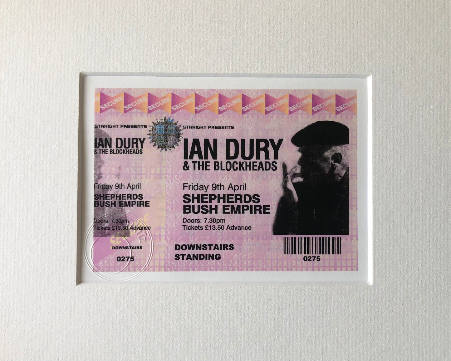 IAN DURY and the BLOCKHEADS - 1999 Shepherds Bush Empire , London framed ticket giclee print