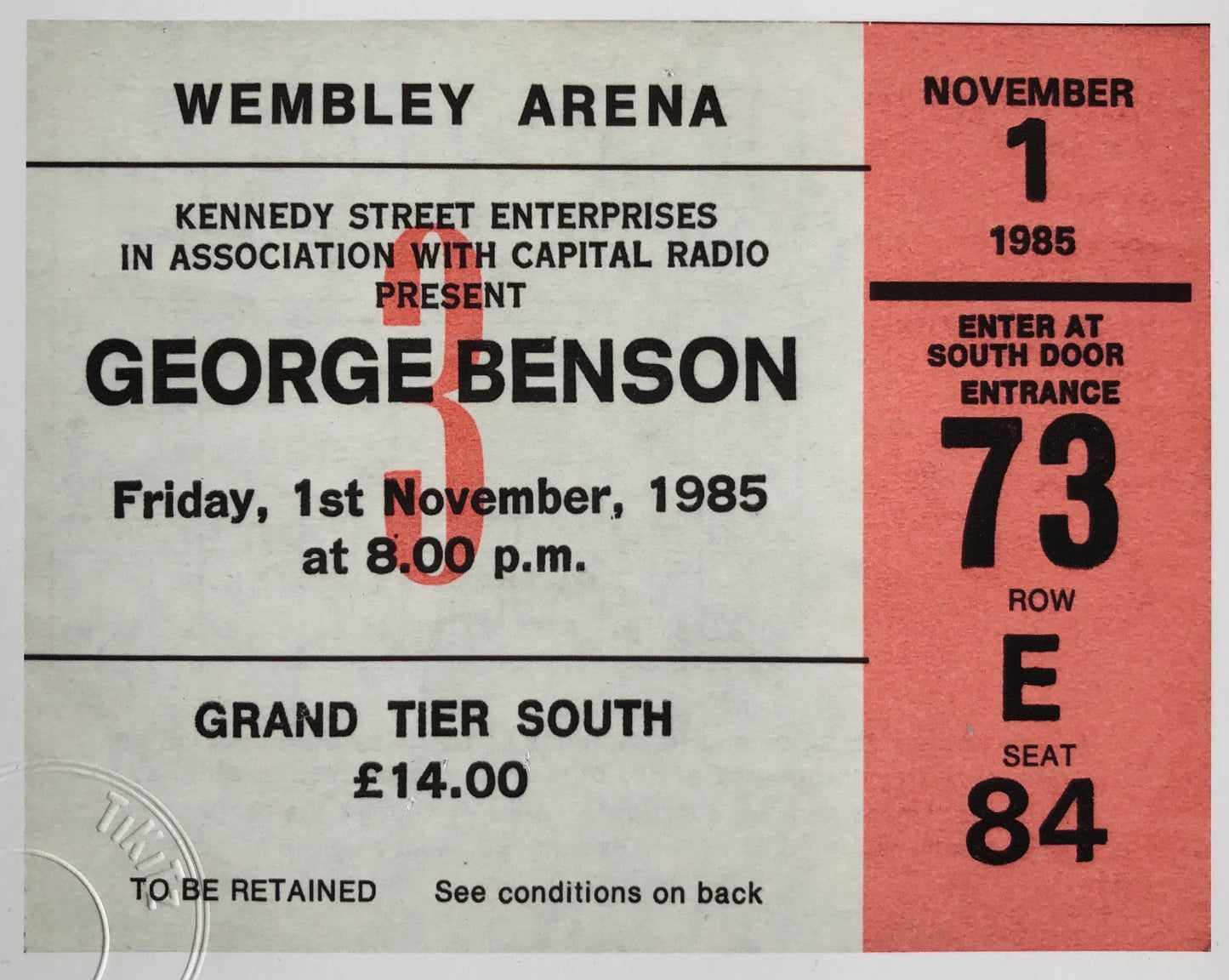 GEORGE BENSON - 1985 Wembley Arena , London framed ticket giclee print