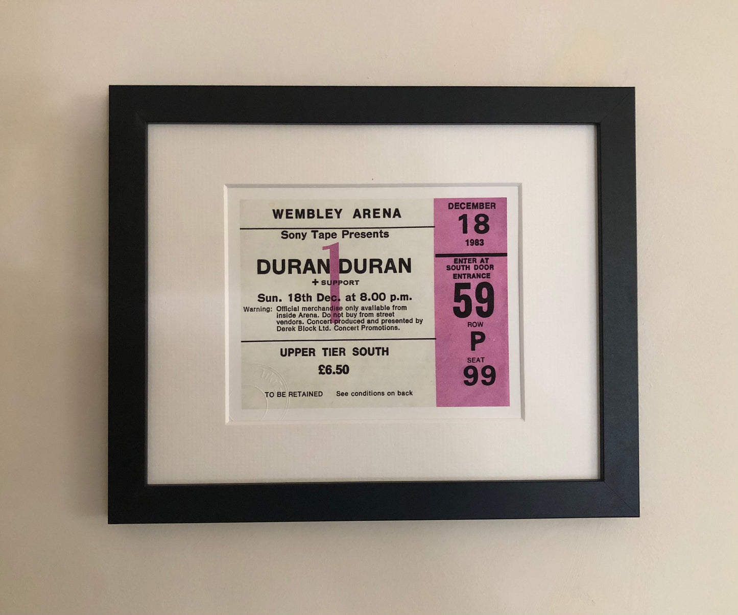 DURAN DURAN - 1983 Wembley Arena , London framed ticket giclee print