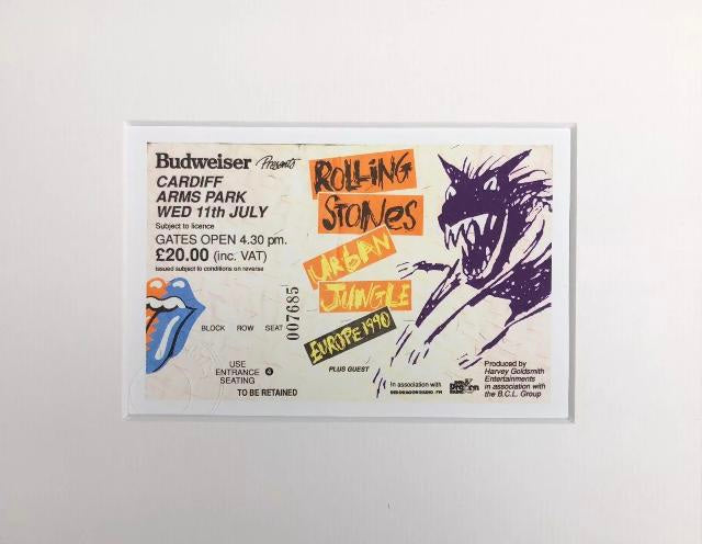 ROLLING STONES - 1990 Cardiff Arms Park framed ticket giclee print