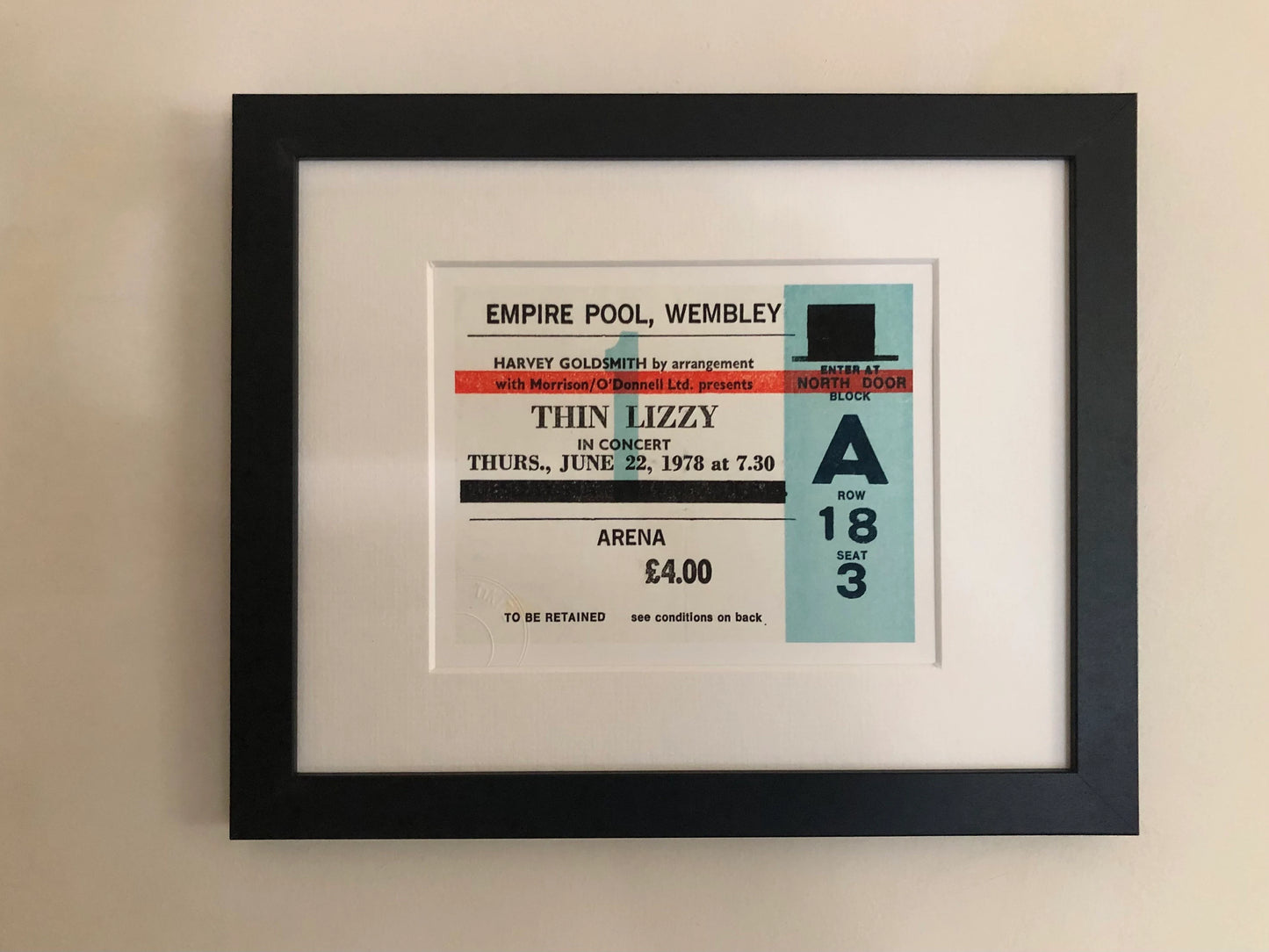 THIN LIZZY - 1978 Empire Pool , Wembley London framed ticket giclee print