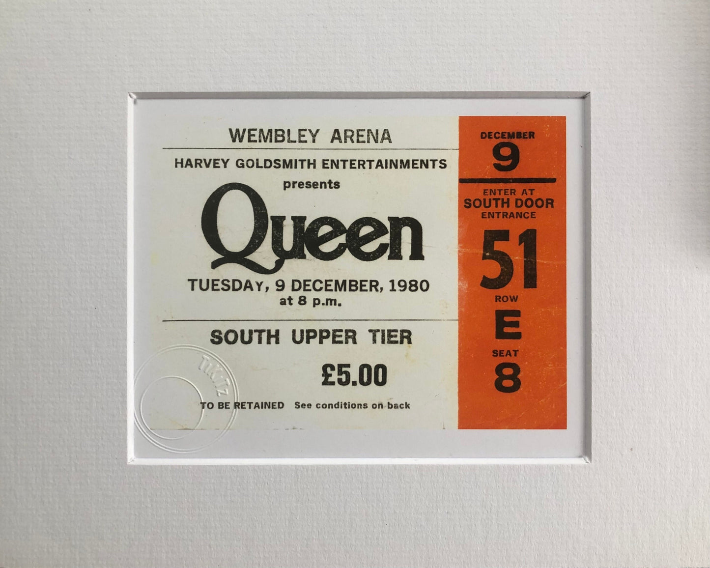 QUEEN - 1980 Wembley Arena , London framed ticket giclee print