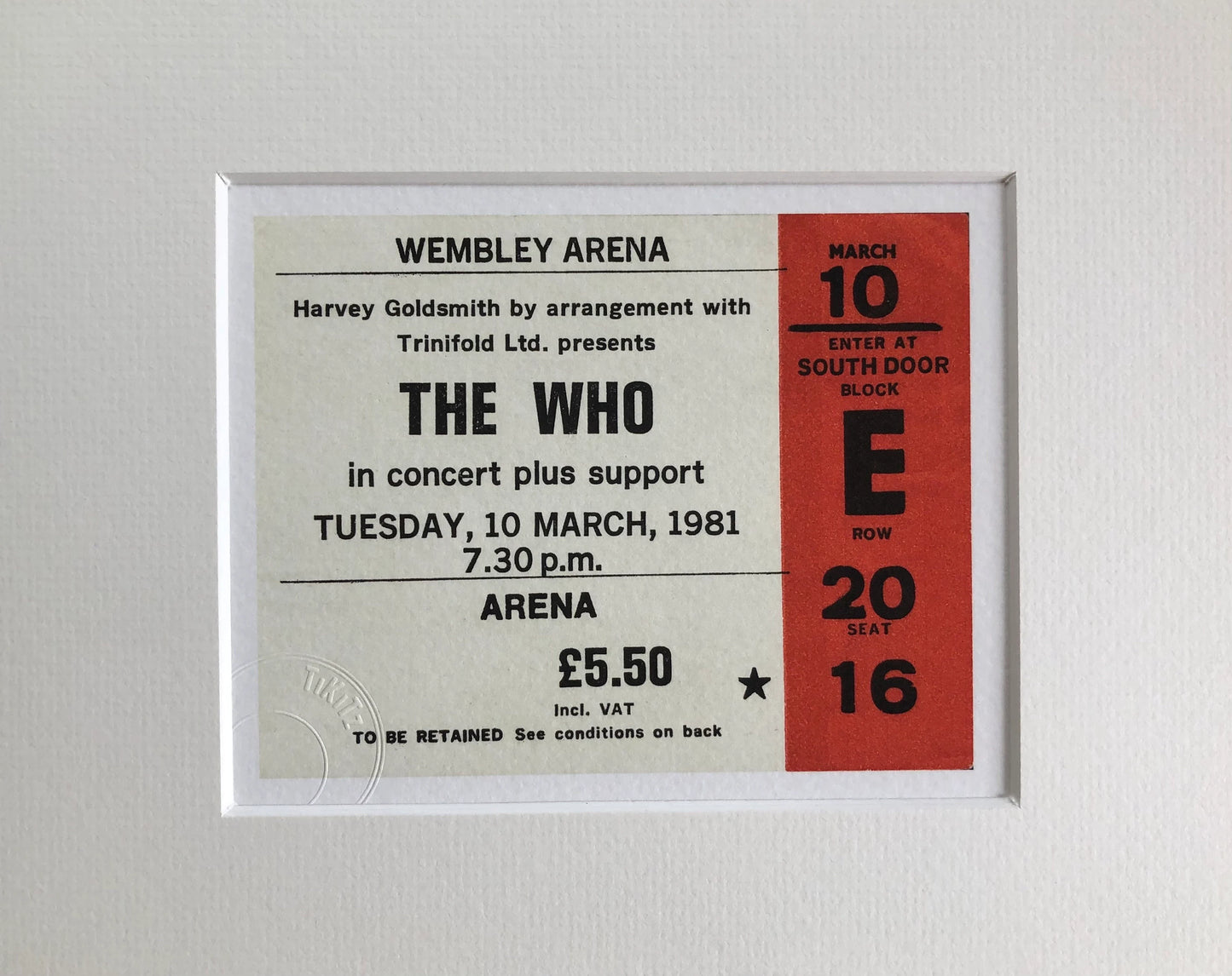THE WHO - 1981 Wembley Arena , London framed ticket giclee print