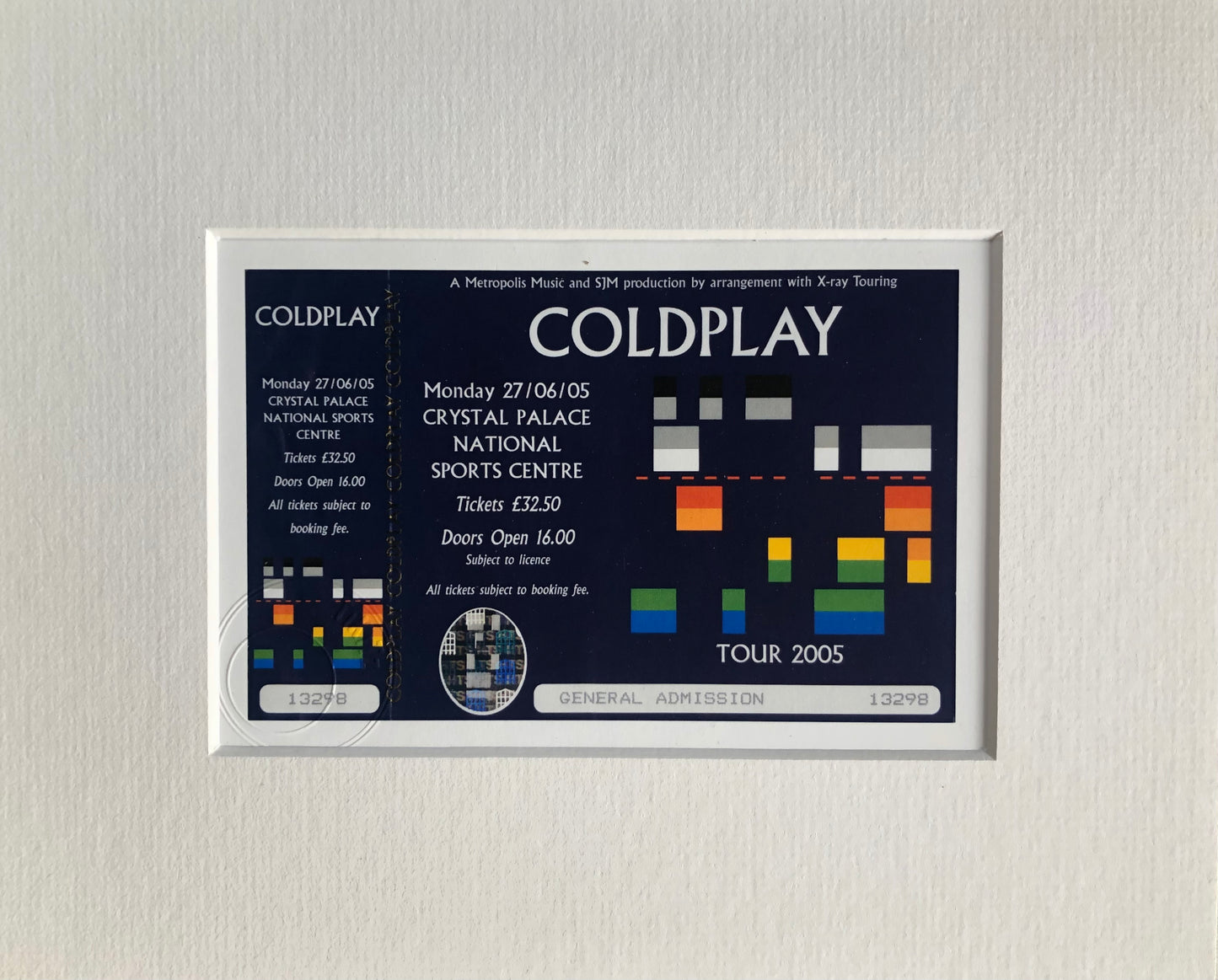 COLDPLAY- 2005 Crystal Palace National Sports Centre framed ticket giclee print