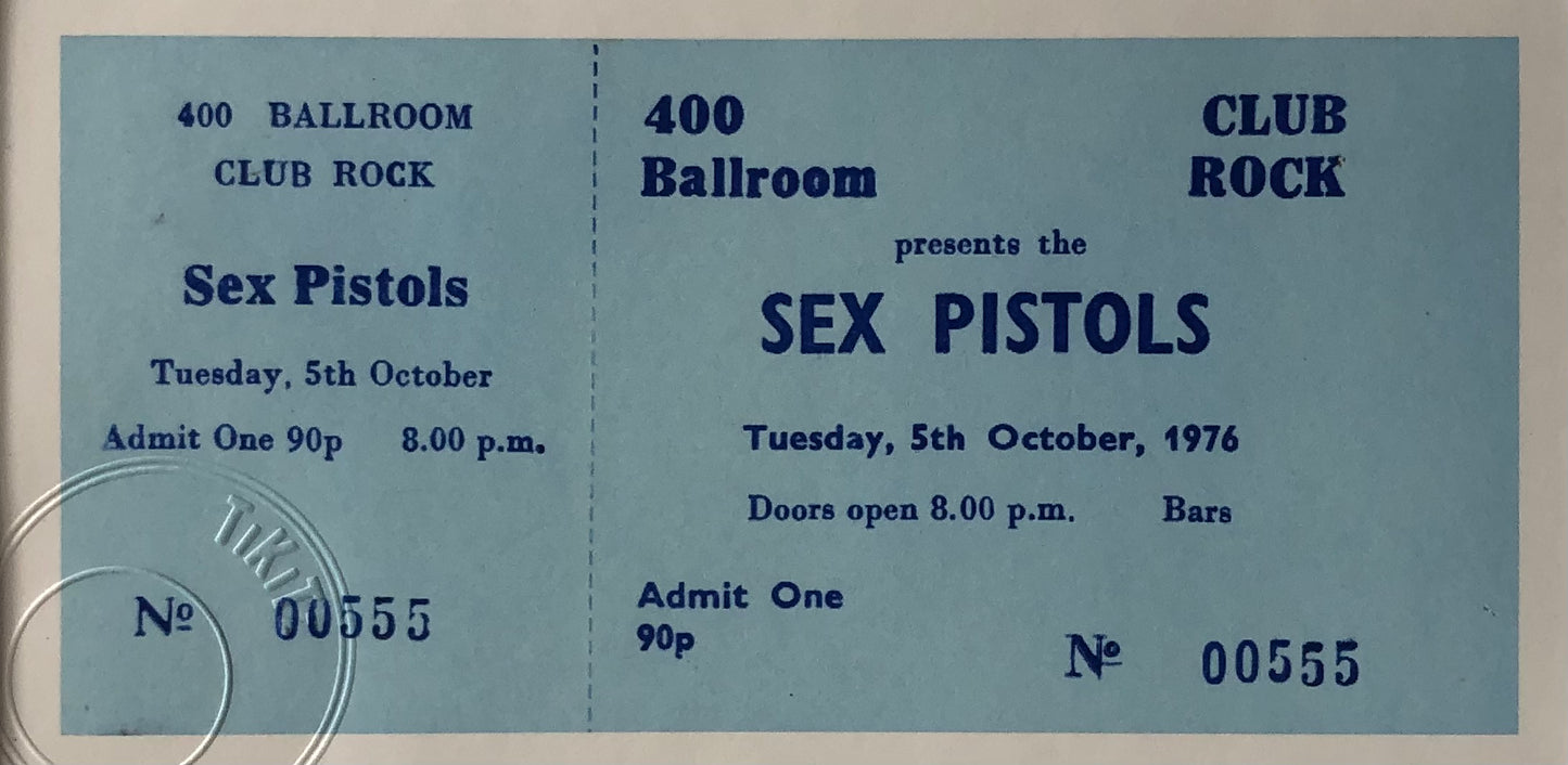 SEX PISTOLS - 1976- 400 Ballroom, Torquay framed ticket giclee print