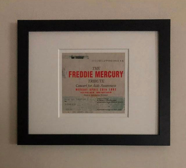 FREDDIE MERCURY TRIBUTE CONCERT / QUEEN - 1982 Wembley Arena , London framed ticket giclee print