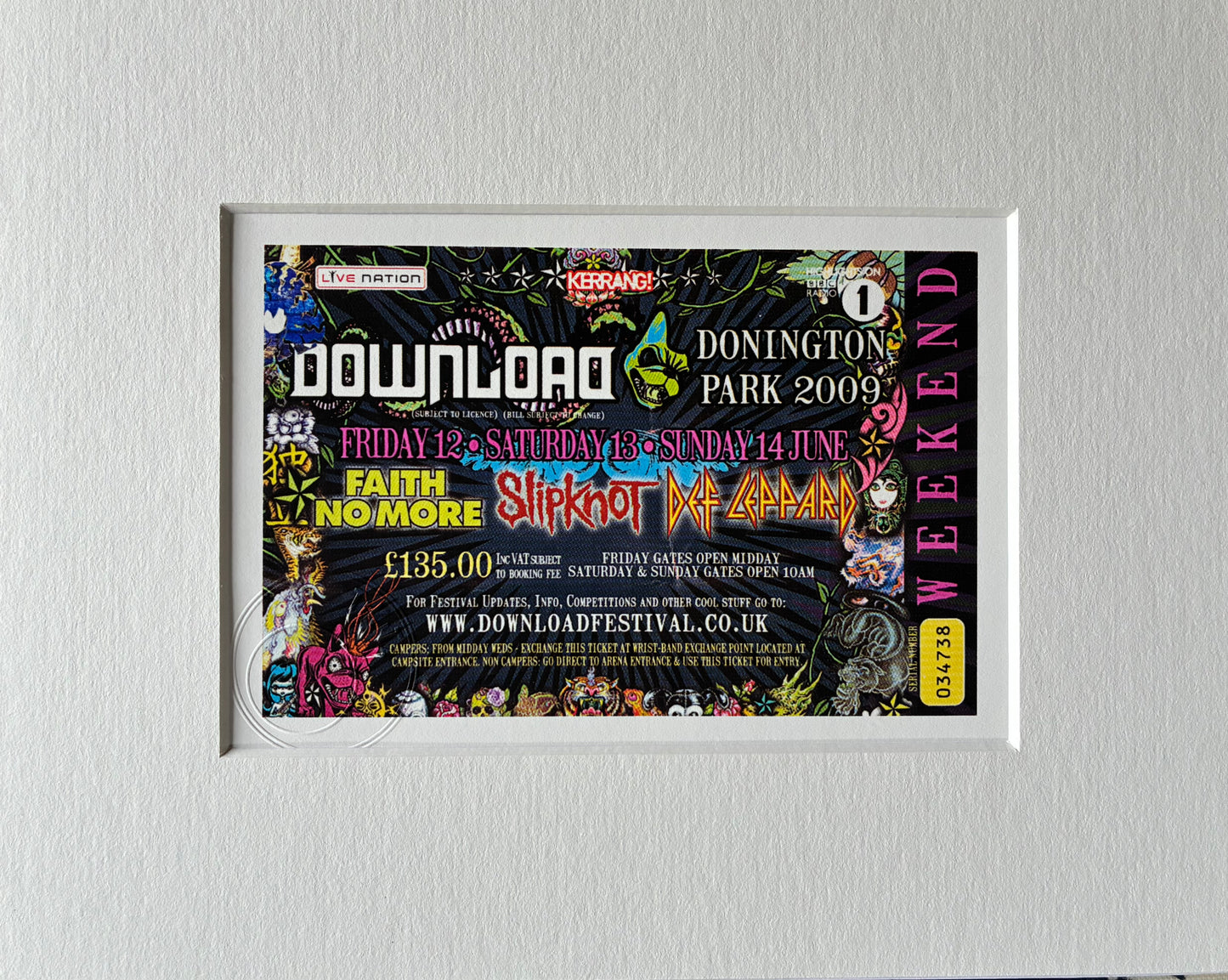 DOWNLOAD 2009 - 12th, 13th and 14th June weekend Donington Park framed ticket giclee print