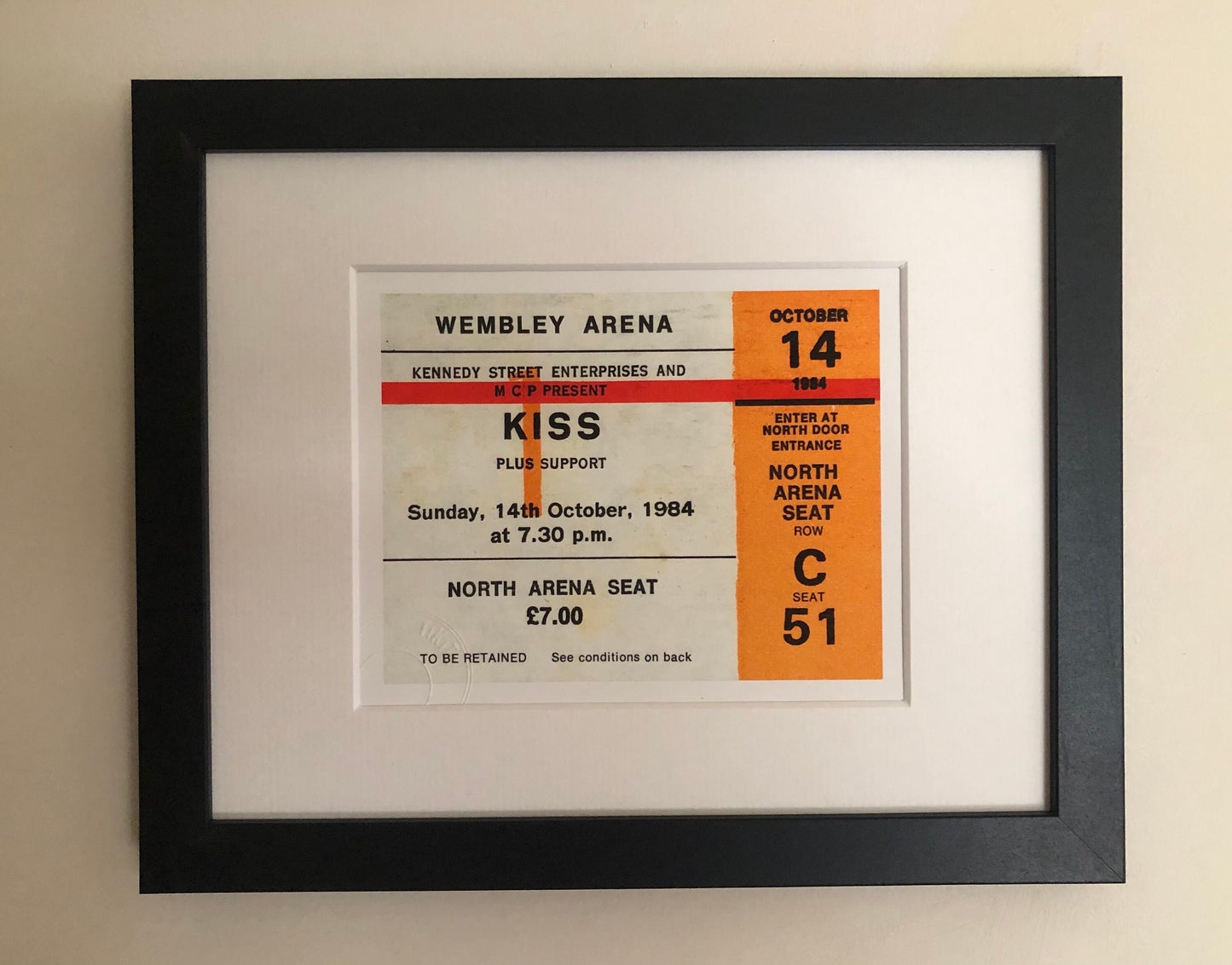 KISS - 1984 Wembley Arena , London framed ticket giclee print