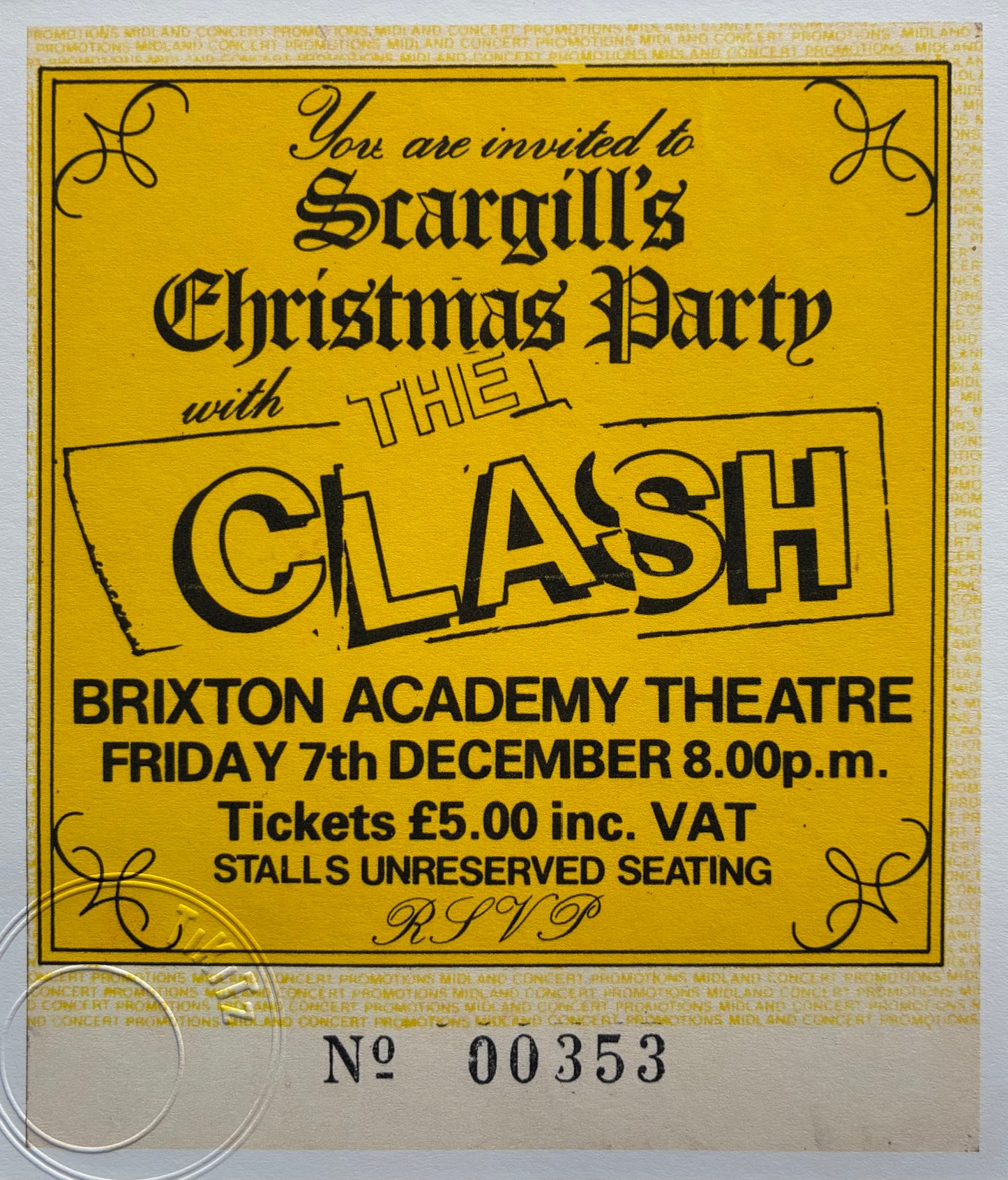 THE CLASH - 1984 Brixton Academy London framed ticket giclee print