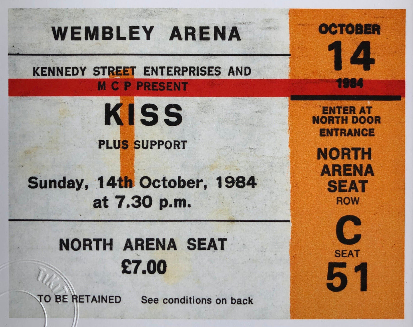 KISS - 1984 Wembley Arena , London framed ticket giclee print