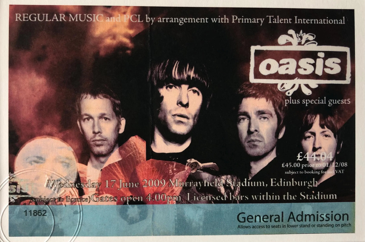 OASIS - 17/6/2009 Murrayfield Stadium, Edinburgh framed ticket giclee print