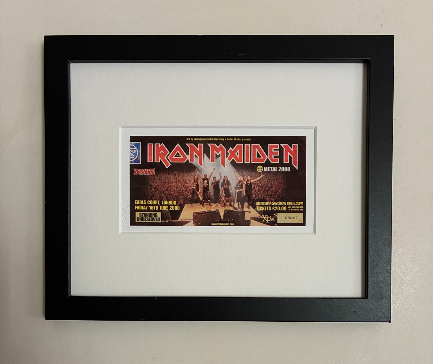 IRON MAIDEN - 2000 Earls Court , London framed ticket giclee print
