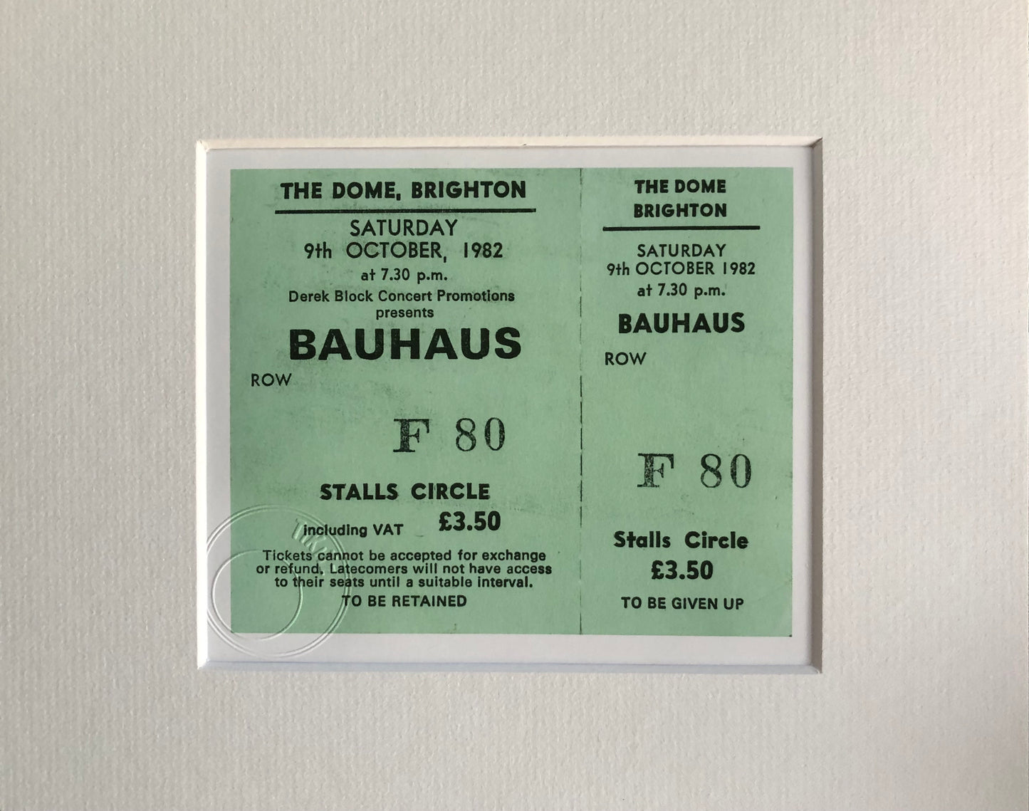 BAUHAUS - 1982 The Dome, Brighton framed ticket giclee print