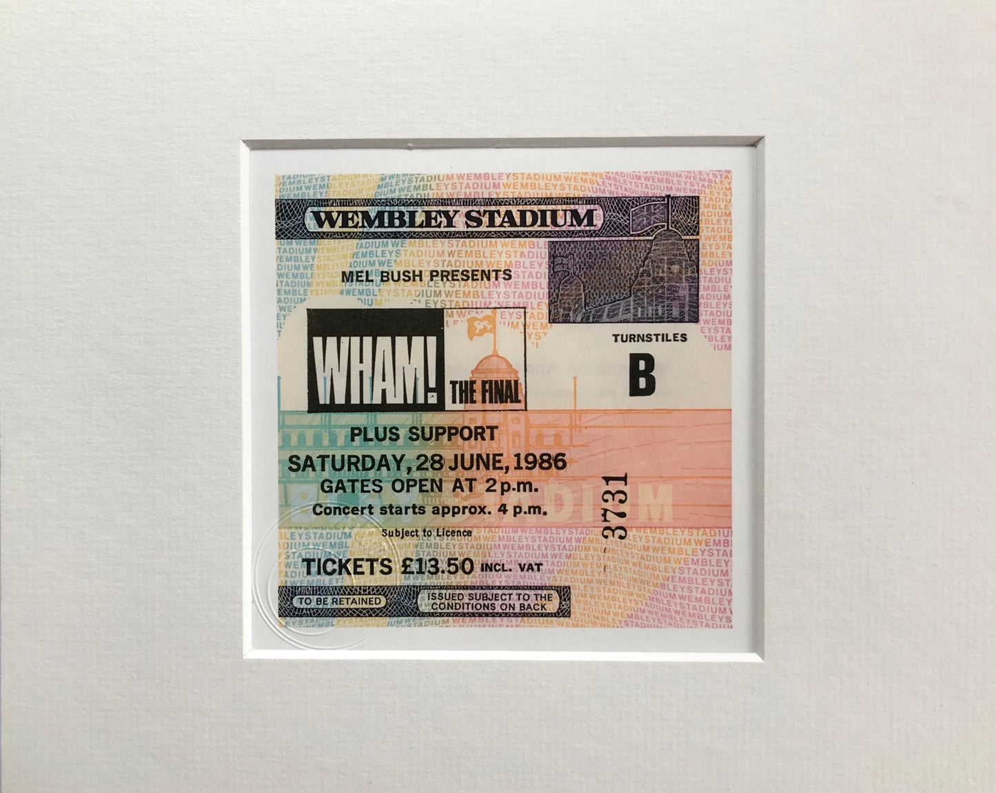 WHAM- 1986 “ The Final “Wembley Stadium , London framed ticket giclee print