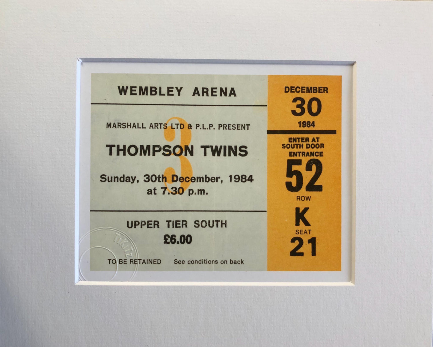 THOMPSON TWINS- 1984 Wembley Arena , London framed ticket giclee print