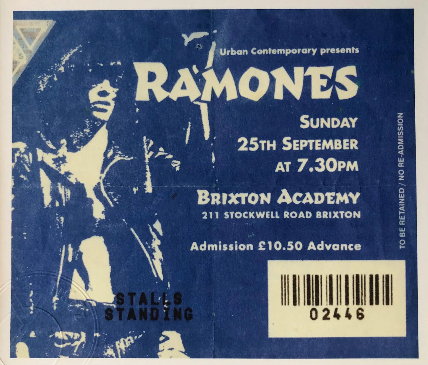 RAMONES - 1994 Brixton Academy, London framed ticket giclee print