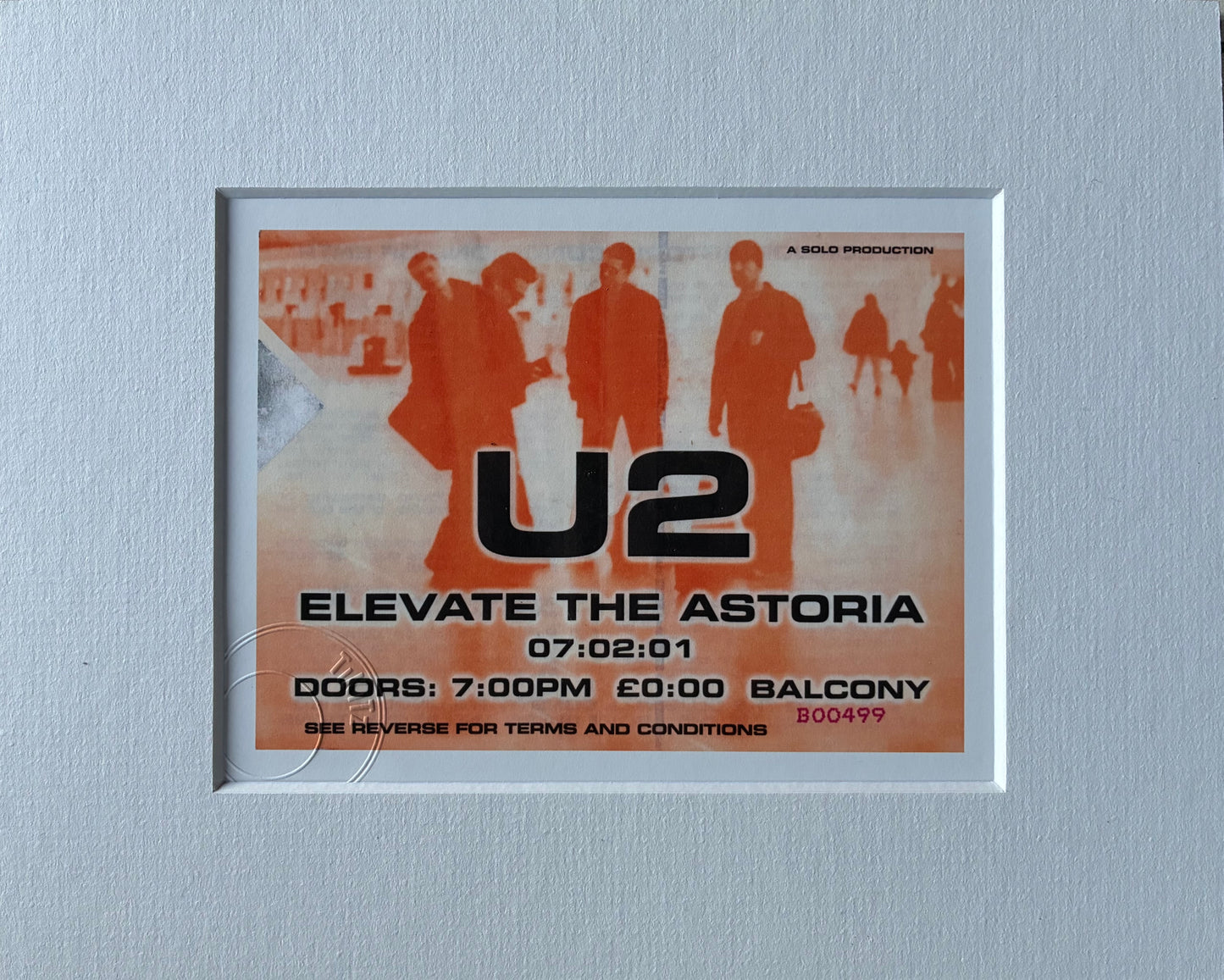U2- 2001-“ Elevate the Astoria”, London framed ticket giclee print