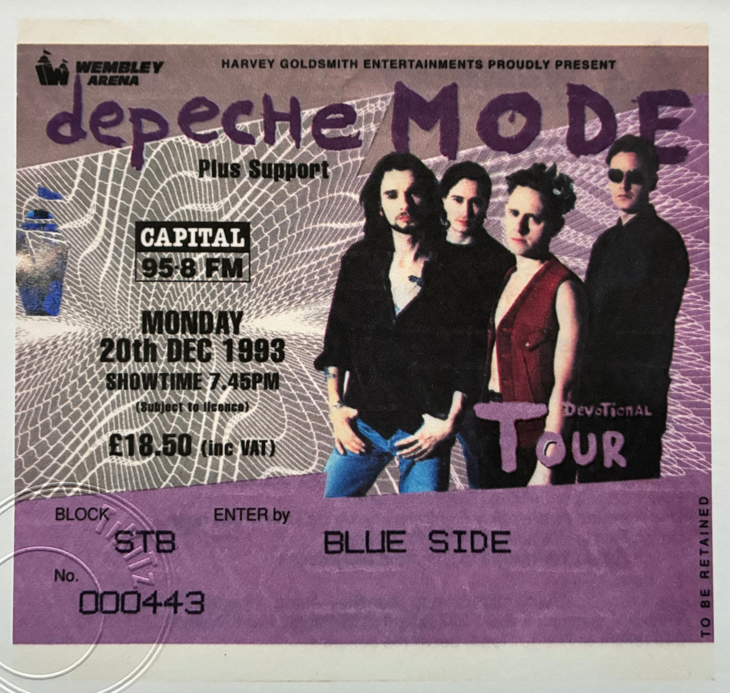 DEPECHE MODE  - 1993 Wembley Arena framed ticket giclee print
