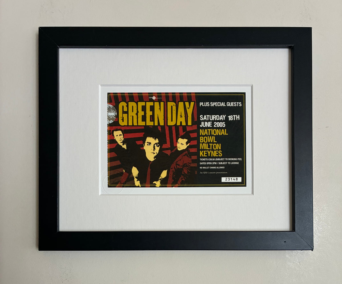 GREEN DAY- 2005 National Bowl , Milton Keynes framed ticket giclee print