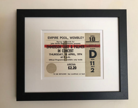 EMMERSON , LAKE and PALMER- 1974 Empire Pool , Wembley London framed ticket giclee print