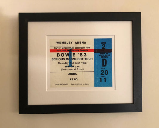 DAVID BOWIE - 1983 Wembley Arena , London framed ticket giclee print