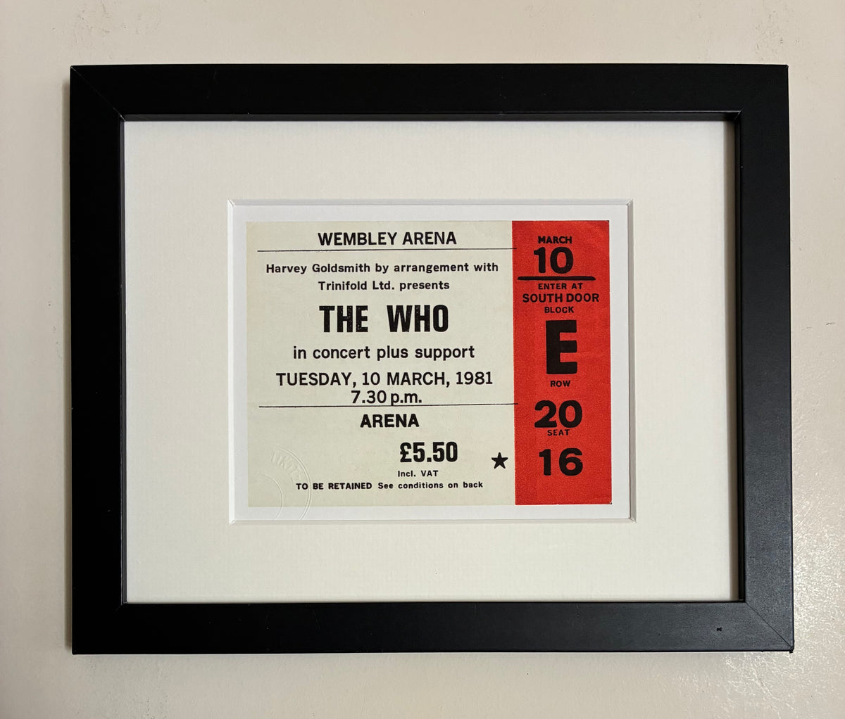 THE WHO - 1981 Wembley Arena , London framed ticket giclee print
