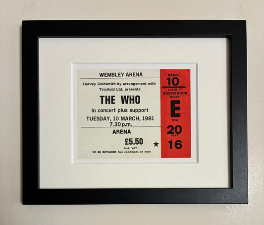 THE WHO - 1981 Wembley Arena , London framed ticket giclee print