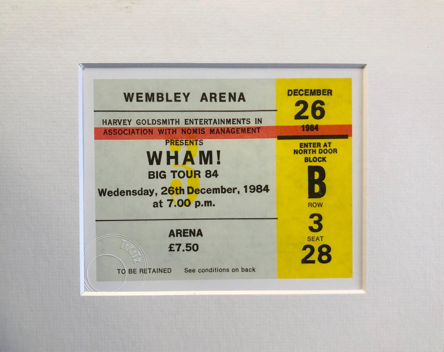 WHAM - 1984 Wembley Arena , London framed ticket giclee print
