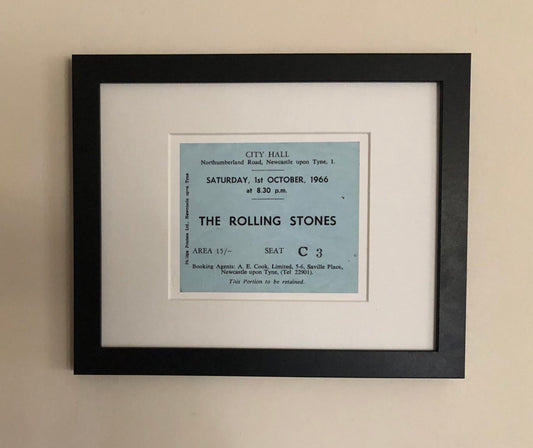 ROLLING STONES - 1966 City Hall , Newcastle framed ticket giclee print
