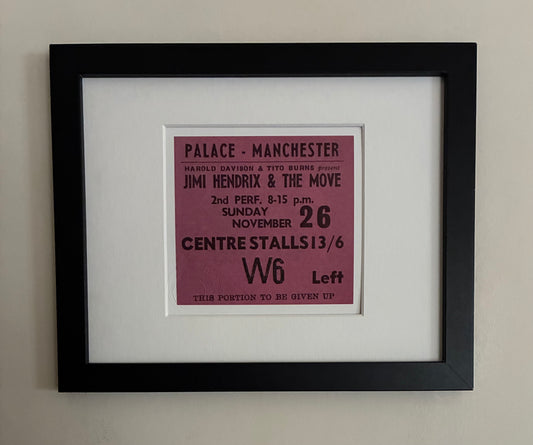 JIMI HENDRIX and the MOVE  - 1967 The Palace, Manchester framed ticket giclee print