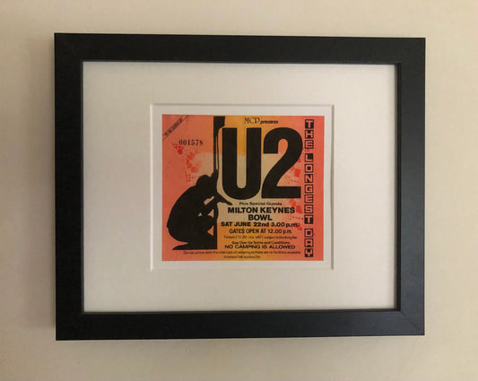 U2- 1985 “ The Longest Day “  Milton Keynes Bowl framed ticket giclee print