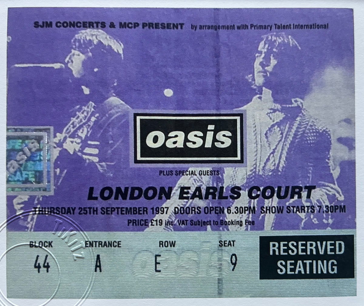 OASIS - 25/9/1997 London Earls Court framed ticket giclee print