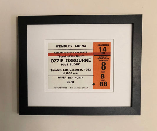 OZZY OSBOURNE- 1982 Wembley Arena , London framed ticket giclee print