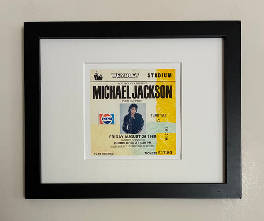 MICHAEL JACKSON- 1988“ The Bad tour “Wembley Stadium , London framed ticket giclee print