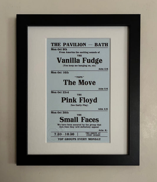 PINK FLOYD / THE MOVE / SMALL  FACES- October 1967 - The Pavilion, Bath, hand flyer reprint